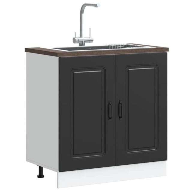 Berkfield Home Sink Base Cabinet Kalmar Black 80x46x81.5 cm Engineered Wood - image 1
