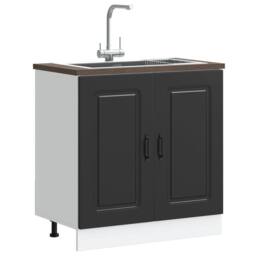 Berkfield Home Sink Base Cabinet Kalmar Black 80x46x81.5 cm Engineered Wood - thumbnail 1