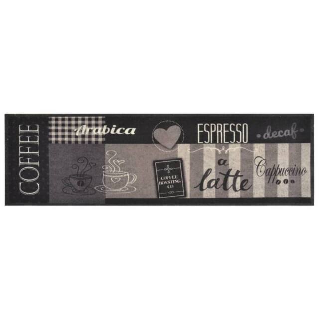 Berkfield Home Kitchen Rug Washable Coffee Black 45x150 cm Velvet - image 1