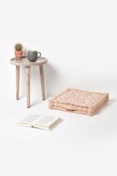 Homescapes Cotton Stars Floor Cushion in Beige - Size: 50 cm x 50 cm - thumbnail 2