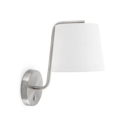 Netlighting Berni 1 Light Indoor Wall Lamp Satin Nickel with White Shade E27 - thumbnail 2
