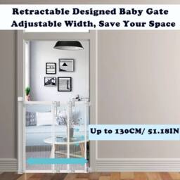 NESTLUNE White Folding Baby Toddler Stair Gates Isolation - Size: 100.8 cm - 108.8 cm - thumbnail 6