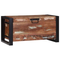 Berkfield Home Storage Chests 60x30x30cm Solid Reclaimed Wood & Metal in Brown - Size: 60 x 30 x 30 cm - thumbnail 2