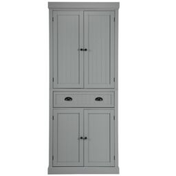 Gymax Wood Tall Cabinet 2 Doors Display Organizer Freestanding Pantry Cupboard in Grey - Size: 6ft - thumbnail 2