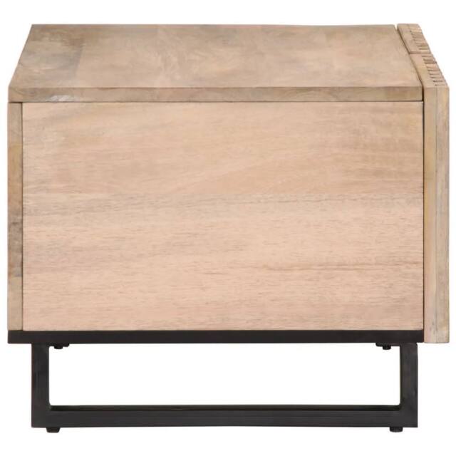 Berkfield Home Beautiful Coffee Table White 80x51x40 cm Solid Wood Mango in Natural - Size: 80 x 51 x 40 cm - image 1