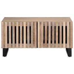 Berkfield Home Beautiful Coffee Table White 80x51x40 cm Solid Wood Mango in Natural - Size: 80 x 51 x 40 cm - thumbnail 3