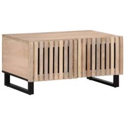 Berkfield Home Beautiful Coffee Table White 80x51x40 cm Solid Wood Mango in Natural - Size: 80 x 51 x 40 cm - thumbnail 2