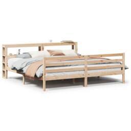 Berkfield Home Bed Frame with Headboard without Mattress 200x200 cm in Light Tan - thumbnail 1