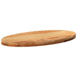 Berkfield Home Table Top Light Brown 80x40x4 cm Solid Wood Oak Oval - Size: 80 x 40 x 4 cm - thumbnail 4