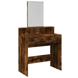 Berkfield Home Dressing Table with Mirror Smoked Oak 80x41x144.5 cm in Brown - thumbnail 2