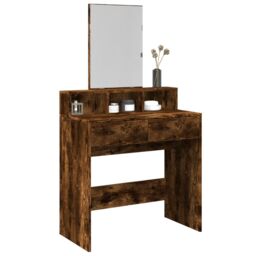 Berkfield Home Dressing Table with Mirror Smoked Oak 80x41x144.5 cm in Brown - thumbnail 1