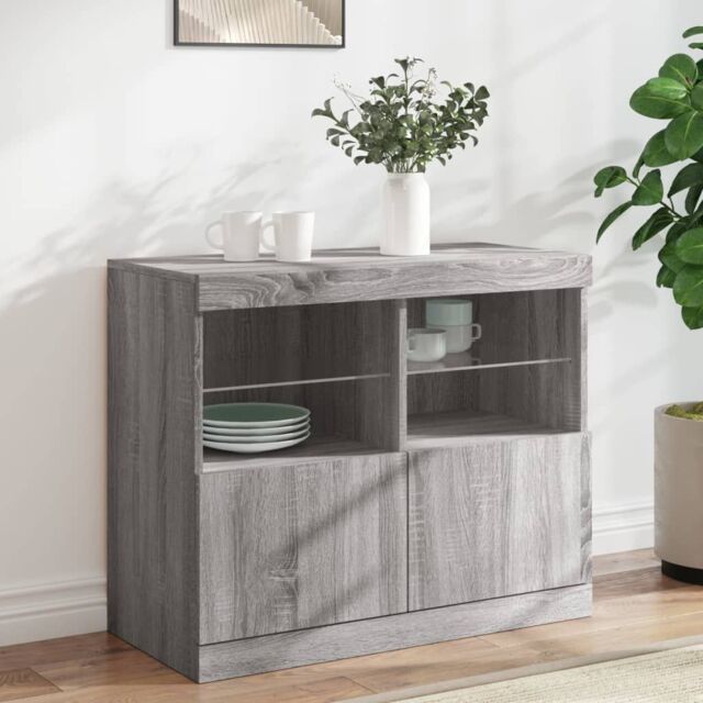 Berkfield Home Sideboard with LED Lights Grey Sonoma 81x37x67 cm - Size: 81 x 37 x 67 cm - image 1
