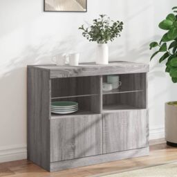 Berkfield Home Sideboard with LED Lights Grey Sonoma 81x37x67 cm - Size: 81 x 37 x 67 cm - thumbnail 1
