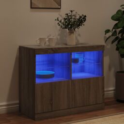 Berkfield Home Sideboard with LED Lights Grey Sonoma 81x37x67 cm - Size: 81 x 37 x 67 cm - thumbnail 4