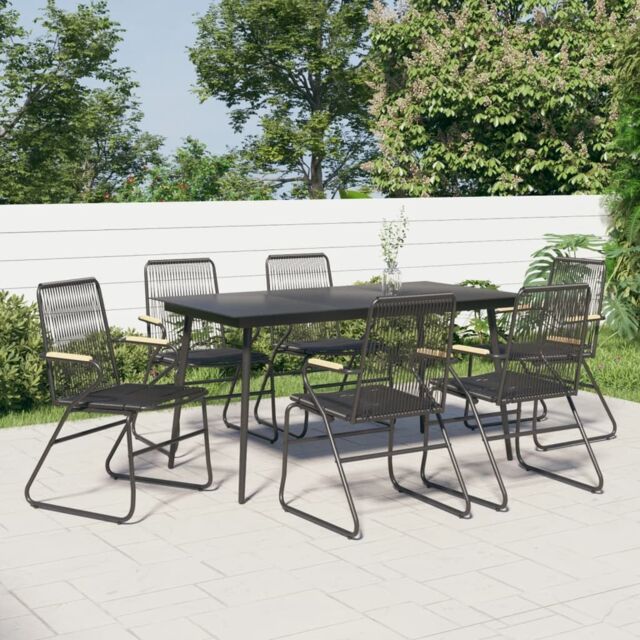 Berkfield Home 7 Piece Garden Dining Set Black PVC Rattan - image 1