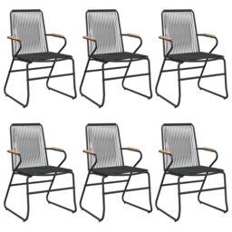 Berkfield Home 7 Piece Garden Dining Set Black PVC Rattan - thumbnail 4