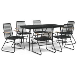 Berkfield Home 7 Piece Garden Dining Set Black PVC Rattan - thumbnail 2