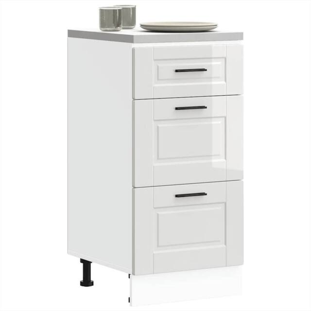 Berkfield Home Kitchen Base Cabinet Porto High Gloss White Engineered Wood - image 1