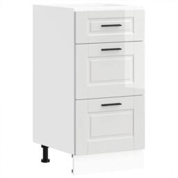 Berkfield Home Kitchen Base Cabinet Porto High Gloss White Engineered Wood - thumbnail 3