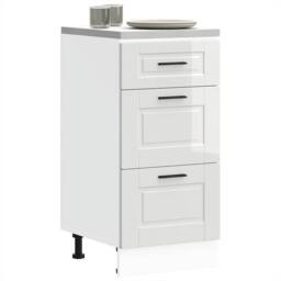 Berkfield Home Kitchen Base Cabinet Porto High Gloss White Engineered Wood - thumbnail 1