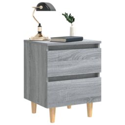 Berkfield Home Bed Cabinet with Solid Wood Legs Grey Sonoma 40x35x50 cm - Size: 40 x 35 x 50 cm - thumbnail 6