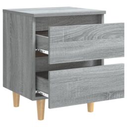 Berkfield Home Bed Cabinet with Solid Wood Legs Grey Sonoma 40x35x50 cm - Size: 40 x 35 x 50 cm - thumbnail 5