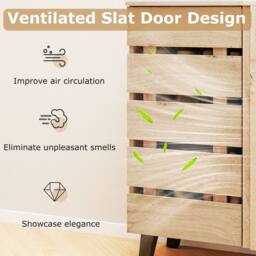 Costway 4-Tier Shoe Cabinet Wooden Shoe Storage Organizer w/Removable Shelves in Natural - thumbnail 8
