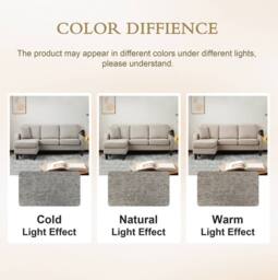 STILVORA 3-Seater Corner Sofa with Chaise in Beige & Grey - thumbnail 8