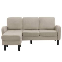 STILVORA 3-Seater Corner Sofa with Chaise in Beige & Grey - thumbnail 5