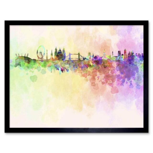 "Artery8 Abstract Cityscape London Skyline Paint Splash Framed Wall Art - Size: W12"" x H16""" - image 1