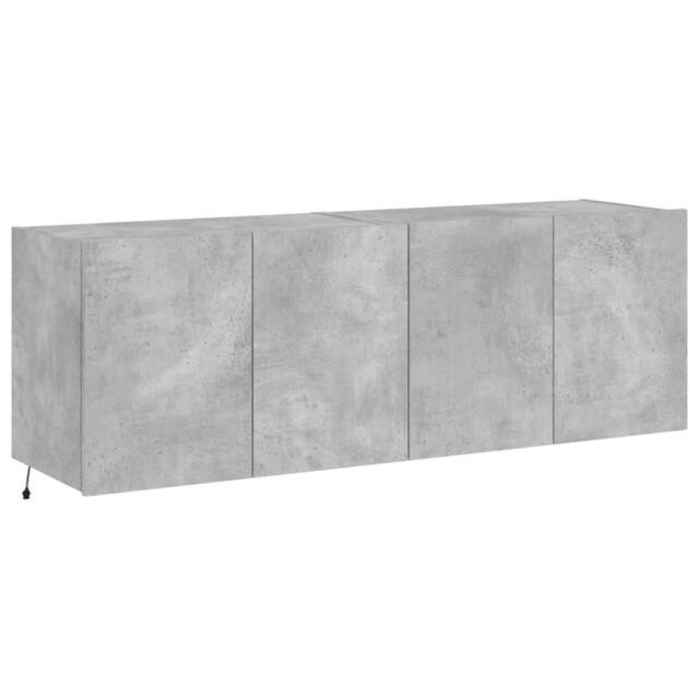 Berkfield Home TV Wall Cabinets with LED Lights 2 pcs Concrete Grey 60x35x41 cm - Size: 60 x 35 x 41 cm - image 1