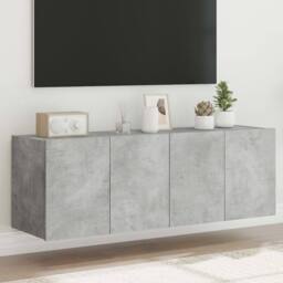 Berkfield Home TV Wall Cabinets with LED Lights 2 pcs Concrete Grey 60x35x41 cm - Size: 60 x 35 x 41 cm - thumbnail 2