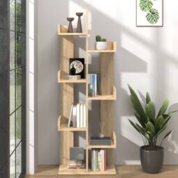 Berkfield Home Book Cabinet Sonoma Oak 48x25.5x140 cm Engineered Wood in Brown - thumbnail 2