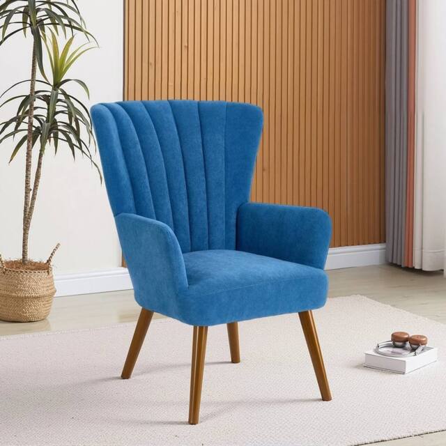 Kelvenix Velvet Accent Chair Modern Upholstered in Blue - Size: 0.6m2 - image 1