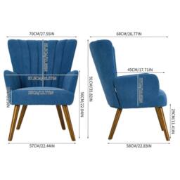 Kelvenix Velvet Accent Chair Modern Upholstered in Blue - Size: 0.6m2 - thumbnail 2