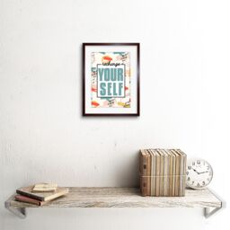 "Artery8 Wall Art Print Funky Affirmation Recharge Yourself Art Framed 9x7 inch in Brown - Size: W7"" x H9""" - thumbnail 2