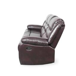 Furnishings For Less UK Cortland Leather Look 3 Piece Sofa Suite Manual Reclining Brown - thumbnail 8