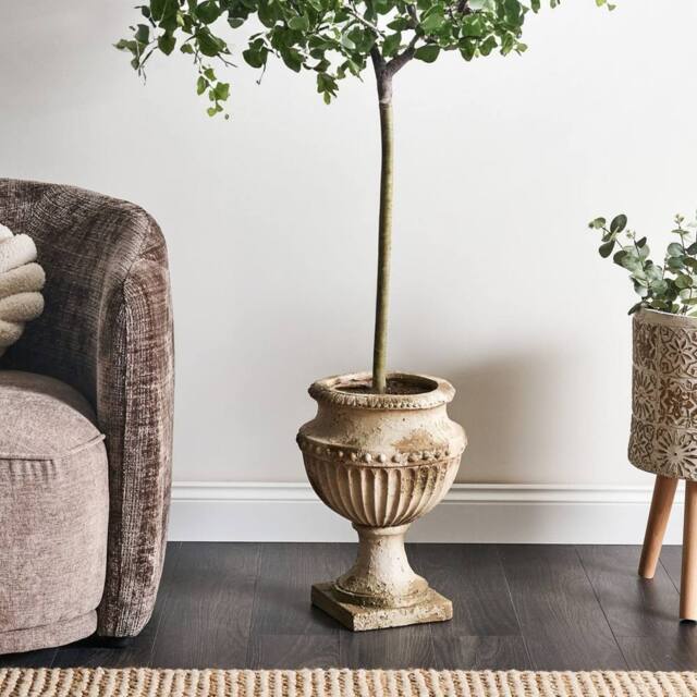 Wyld and Coco Beige Distressed Plant Pot Vintage Style Magnesium Oxide Planter - image 1