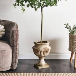 Wyld and Coco Beige Distressed Plant Pot Vintage Style Magnesium Oxide Planter