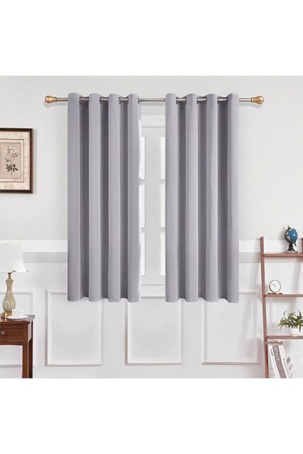 Garden Sanctuary Light Grey High Precision Blackout Curtains with Stainless Steel Grommets, 117cm W x 137cm H - Size: 117 cm W x 137 cm H - image 1