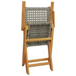 Berkfield Home Folding Garden Chairs 4 pcs Grey Poly Rattan & Solid Wood - thumbnail 7