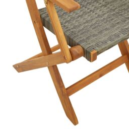 Berkfield Home Folding Garden Chairs 4 pcs Grey Poly Rattan & Solid Wood - thumbnail 8