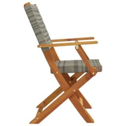 Berkfield Home Folding Garden Chairs 4 pcs Grey Poly Rattan & Solid Wood - thumbnail 5