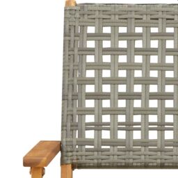 Berkfield Home Folding Garden Chairs 4 pcs Grey Poly Rattan & Solid Wood - thumbnail 9