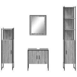 Berkfield Home 4 Piece Bathroom Cabinet Set Grey Sonoma Engineered Wood - thumbnail 6