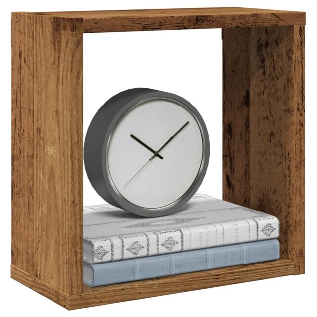 Berkfield Home Wall Cube Shelves 2 pcs Old Wood 30x15x30 cm Engineered Wood in Brown - Size: 30 x 15 x 30 cm - image 1