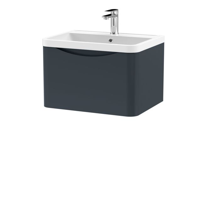 Balterley Wall Hung 1 Drawer Bathroom Vanity Unit & Basin, Dark Grey, 550mm in Grey - image 1
