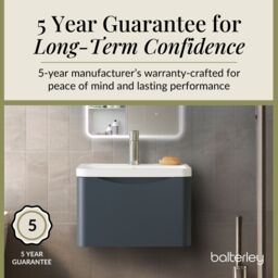Balterley Wall Hung 1 Drawer Bathroom Vanity Unit & Basin, Dark Grey, 550mm in Grey - thumbnail 4