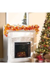 Living and Home 1.7m Pre-Lit Autumn Garland Maple Leaf Vine Fall Decoration for Mantel, Table & Wall in Orange - thumbnail 3
