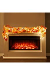 Living and Home 1.7m Pre-Lit Autumn Garland Maple Leaf Vine Fall Decoration for Mantel, Table & Wall in Orange - thumbnail 1